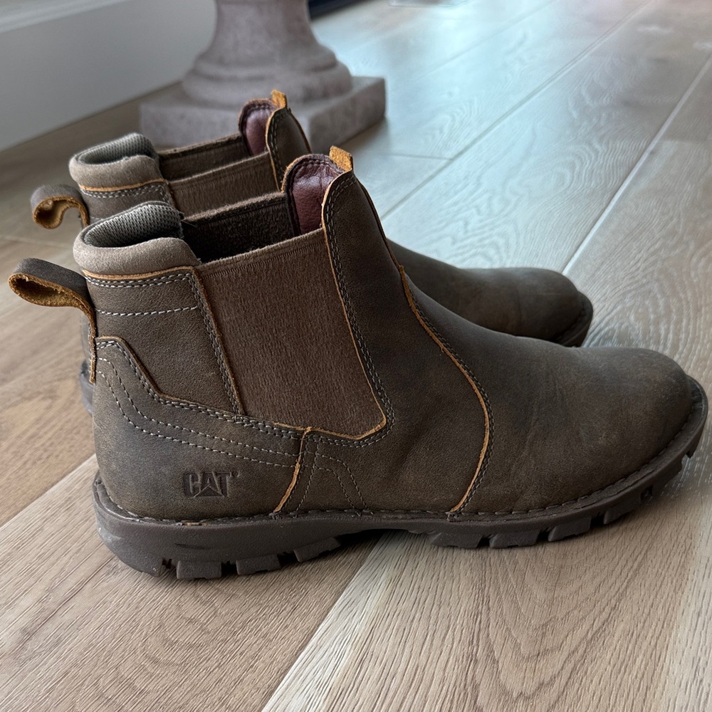 Caterpillar Brown Slip-On Leather Work Chelsea Boots
